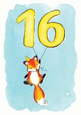 16th birthday fox illustrated card created by Alexia Claire