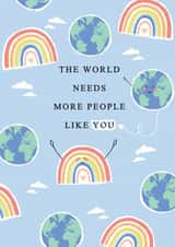 Cute Rainbow Thank You Card / Just Because Card / Friendship Card - The World Needs More People Like You created by Leebee Designs