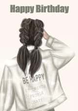 Be Happy Trendy girl Birthday Card created by EL ILLUSTRATES