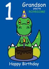 Roarsome Grandson 1st Birthday Card created by @Cupsie's Creations