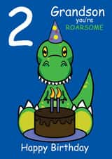 Roarsome Grandson 2nd Birthday Card created by @Cupsie's Creations