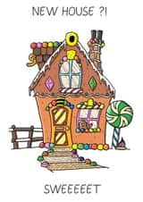 Funny Gingerbread Pun New Home Card - Candy House - New House?! Sweet created by Capybara Chris