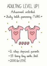 Baby Twin Girls Congratulations Card created by FROGGIE & ROSBIF