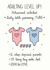 Mixed Gender Baby Twins Congratulations Card created by FROGGIE & ROSBIF