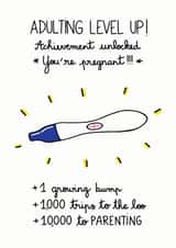Adulting Level Up, Positive Pregnancy Test Congratulations Card created by FROGGIE & ROSBIF