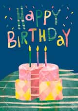 Colourful abstract birthday cake card created by Kamilya Panina