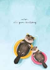 Relax, sweet otter birthday card created by Caley Veitch Illustration