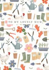 Gardening Birthday Card for Mum, Lovely Mum, Mother's day card created by Hannah Owen Illustrates
