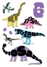 Dinosaur 6th birthday card 1001 created by Sarah Hyndman