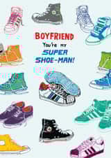 Retro Birthday Card - For Boyfriend - Super Shoe-Man created by Pencilface