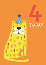 Cute 4th Birthday Card - Cheetah - 4 Today created by Sally Payne Design