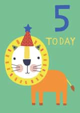 Cute 5th Birthday Card - Lion - 5 Today created by Sally Payne Design