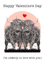 Cute Highland Cows- Pun- Valentine's Day Card created by Beth Higgins Art