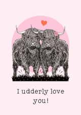 Highland Cows 'Udderly Love' Card created by Beth Higgins Art