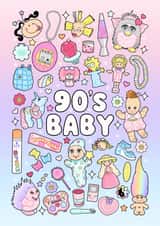 Cute and Colourful 90’s themed Birthday Card - 90’s Memories - 90’s Baby created by Katy Naughton