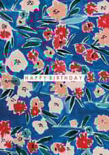 Blue floral Happy Birthday card created by Textiles By Rachel