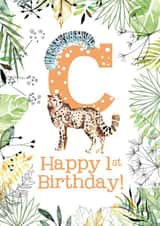 Animal Themed Happy 1st Birthday for names beginning with C created by Kate Moby