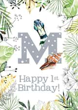 Animal Themed Happy 1st Birthday for names beginning with M created by Kate Moby