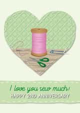 Cotton 2nd Wedding Anniversary Card 1001 created by Violet Owen Designs