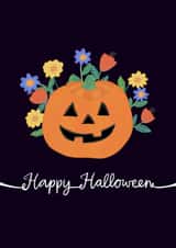 Happy Halloween floral pumpkin card created by Rachel Singh