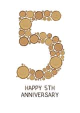 Cute Wood Anniversary Card - 5 Years - Happy 5th Anniversary created by Violet Owen Designs