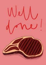 Well Done Steak Card created by @LauraMcleishLettering