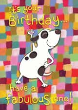 Patchwork Pup Dancing Birthday Card created by Aimee Beaven