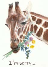 Giraffe with flowers apology card created by Allthingsartbybex