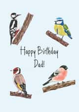 Arty Birthday Card - For Dad - Birds created by Laura Stanley Designs
