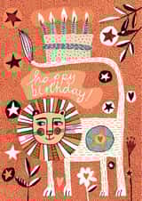 Birthday Lion and Cake Card created by The Illustrated World of Lisa Berkshire