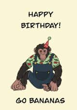 Go Bananas, Party Monkey Birthday Card created by Francesca Labon