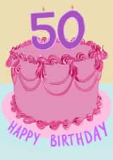 50th Birthday card with vintage cake created by Cards you fancy