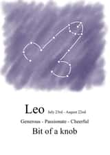 Cheeky zodiac-themed birthday card for a Leo created by Shore Designs