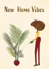 Quirky Afro Woman New Home Card - New Home Vibes created by Mayah Wetherell