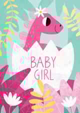 Newborn card with cute dinosaur for baby girl created by Nastya Rizaeva