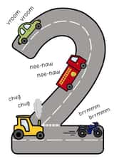 2 Year Old Cars Happy Birthday Card created by The Merry Giraffe