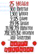 Celebrate a 25th birthday in months/weeks/days/hours/minutes & seconds! created by CardandFast