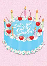 Get Wasted Retro Birthday Cake Card created by The Stylist Illustrates