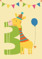 Zoo Giraffe 3rd birthday card created by Prints With Personality