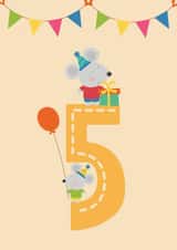 Zoo Mice 5th birthday card created by Prints With Personality