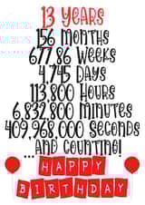 Celebrate a 13th birthday in months/weeks/days/hours/minutes & seconds! created by CardandFast
