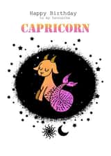 Favourite Capricorn - Zodiac Birthday Card created by Sugar Violet Illustration