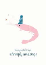 Shrimply the best birthday card created by TheFishBirdCo