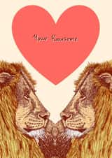 Your roarsome, lion love card created by Pearl Illustrations