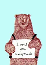 I miss you bear card created by Pearl Illustrations