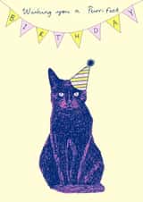 Purr-fect cat bunting birthday card created by Pearl Illustrations