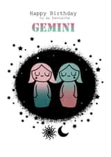 Gemini - Zodiac Birthday Card created by Sugar Violet Illustration