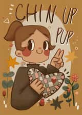 chin up pup greeting card created by bella jenkins