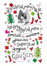 Big Christmas Hugs for a Gorgeous Cousin - Christmas Card created by Paperlicious