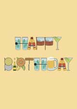Birthday drinks celebration card created by @hairheadsart
